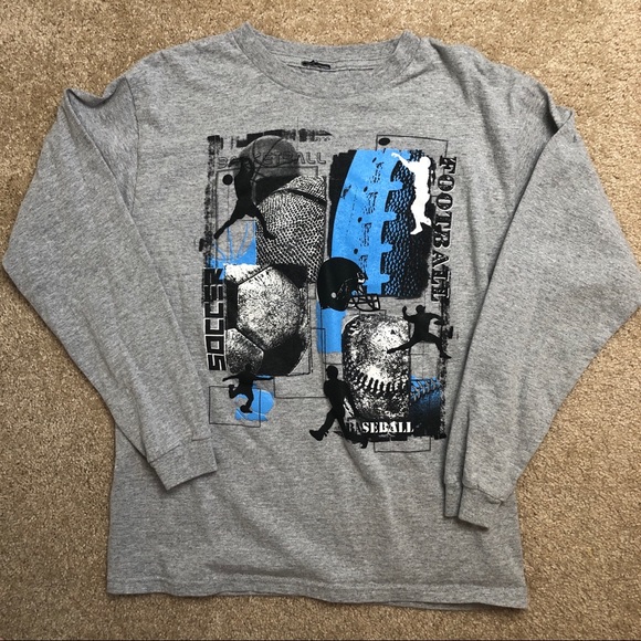 Long Sleeve Boys T-shirts Size XL with Sports Pics - Picture 1 of 2